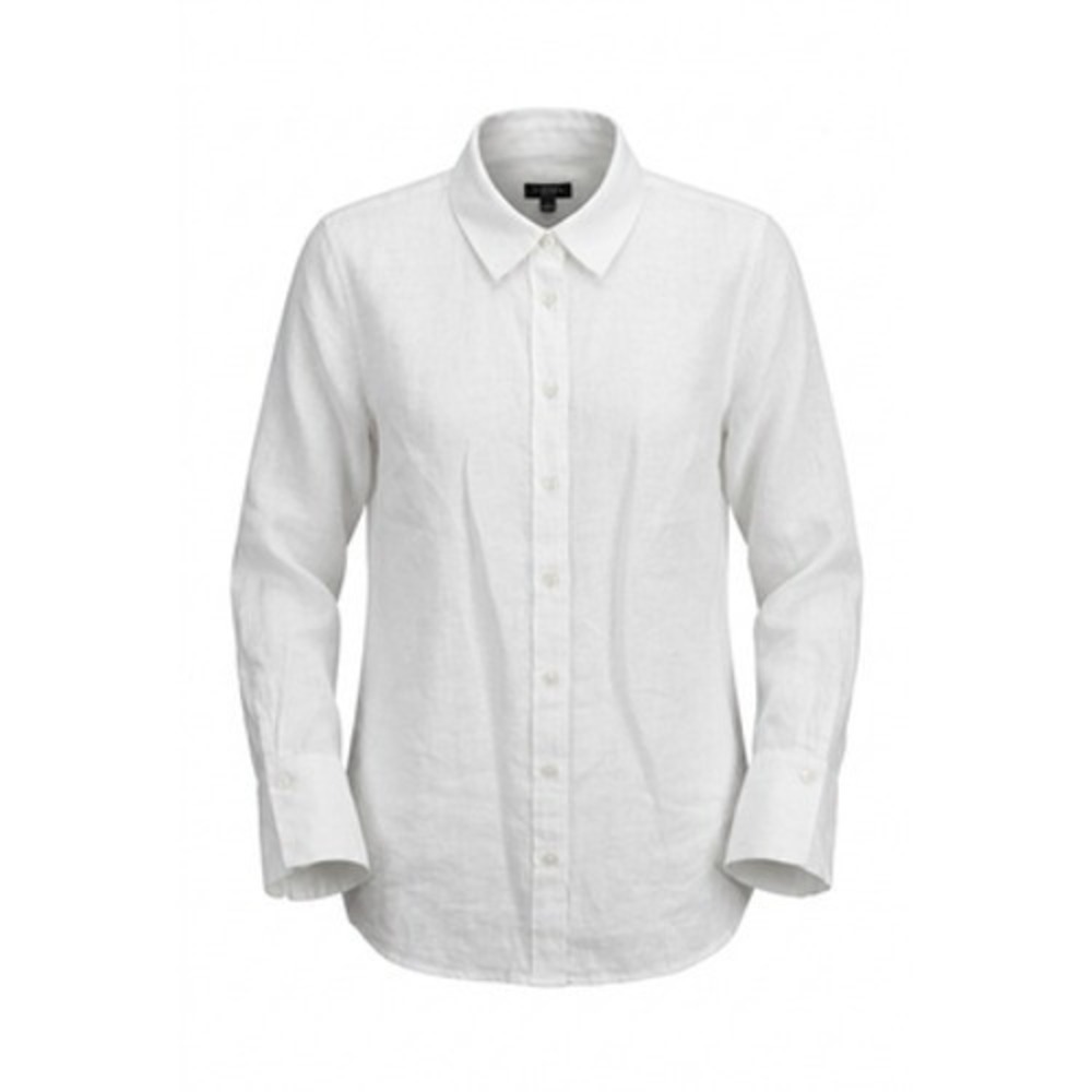 Talbots Linen Shirt Women PL White Button Up‎ Coastal Beachy Classic Resort